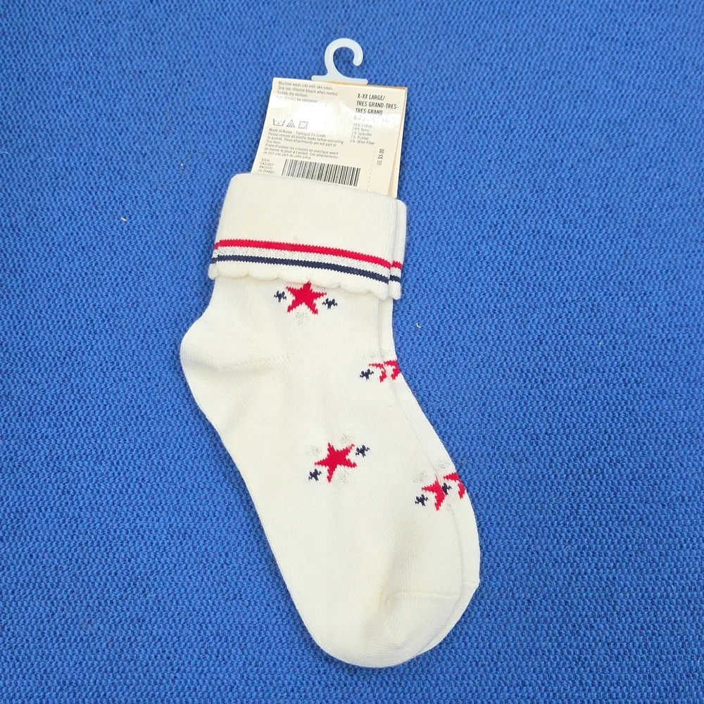 NWT Vintage Gymboree Size 6-7 Firecracker 2003 White Socks